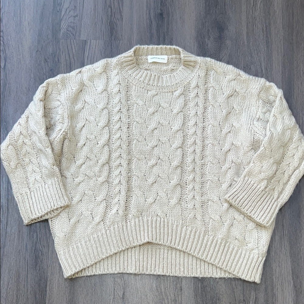 Goodnight Macaroon Cable Knit Cream Sweater